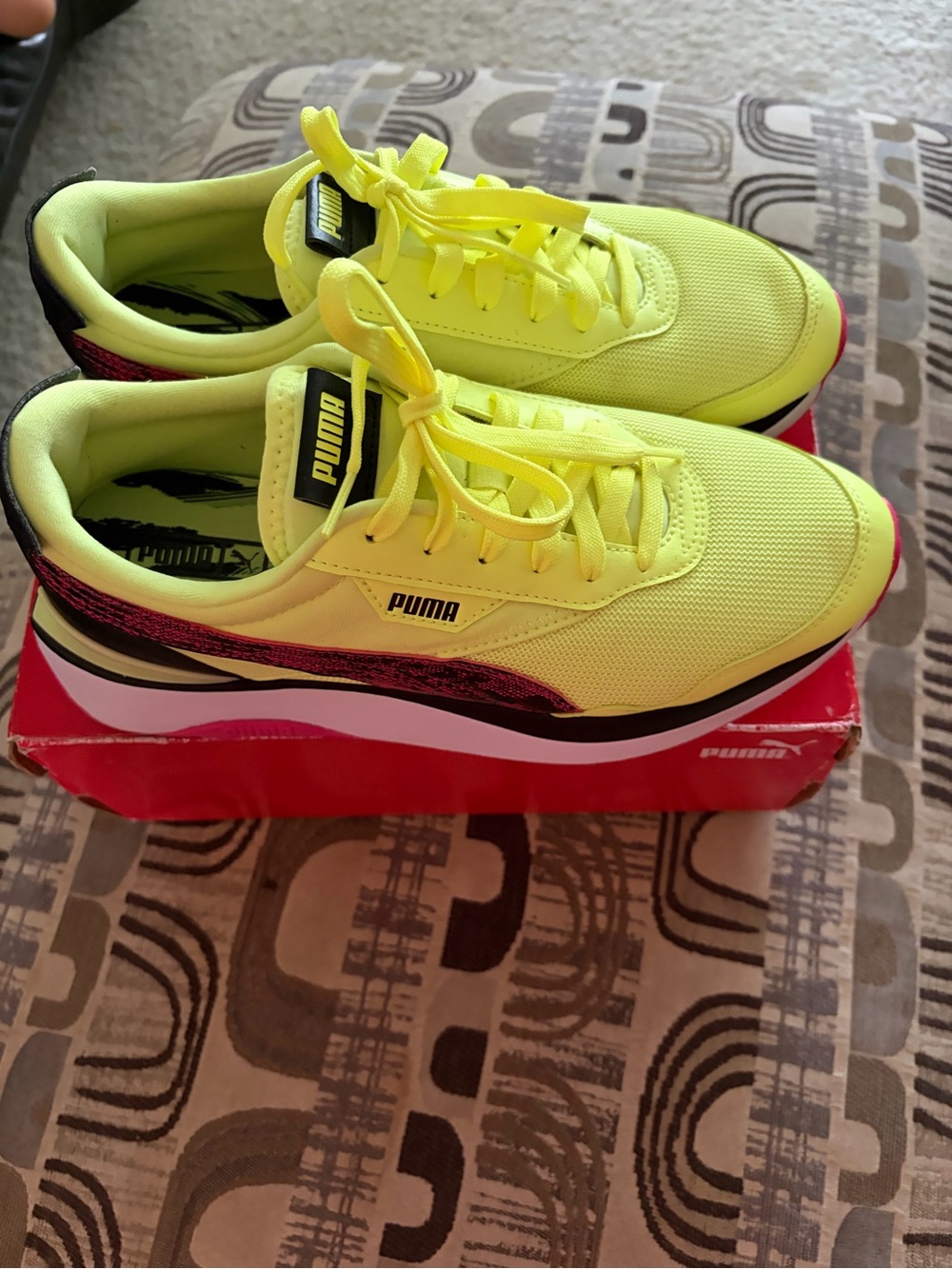 Puma Neon Yellow Athletic Mesh Sneakers - Picture 2 of 7